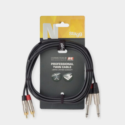 Stagg N-Series RCA to 1/4" Plug Twin Cable